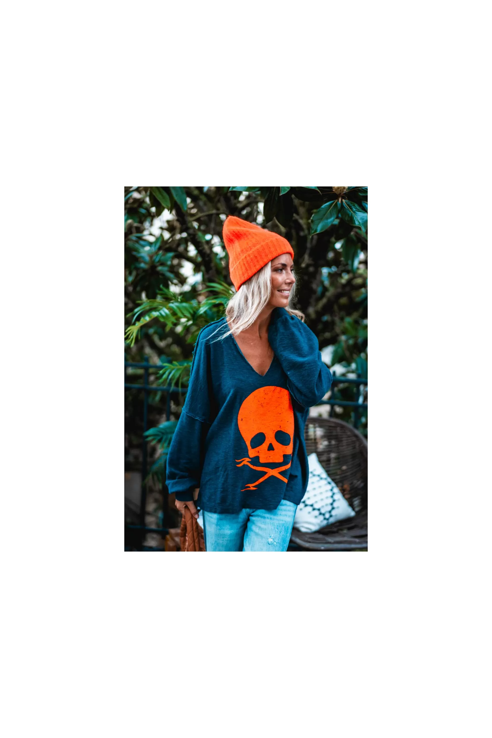 Store Sweat Banditas Skully Marine/orange Pulls / Gilets